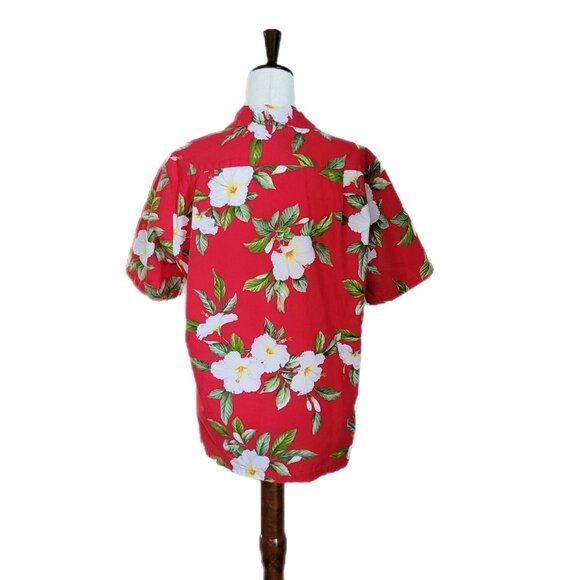 Blue Hawaii Red Floral Cotton Shirt Med - Picture 3 of 8